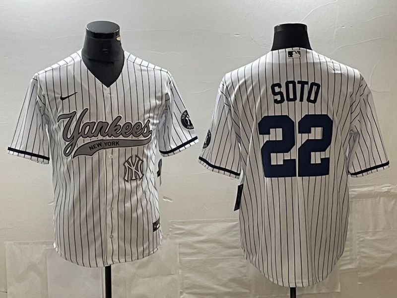 Men New York Yankees #22 Soto White stripe Game Nike 2023 MLB Jersey style 3->new york yankees->MLB Jersey